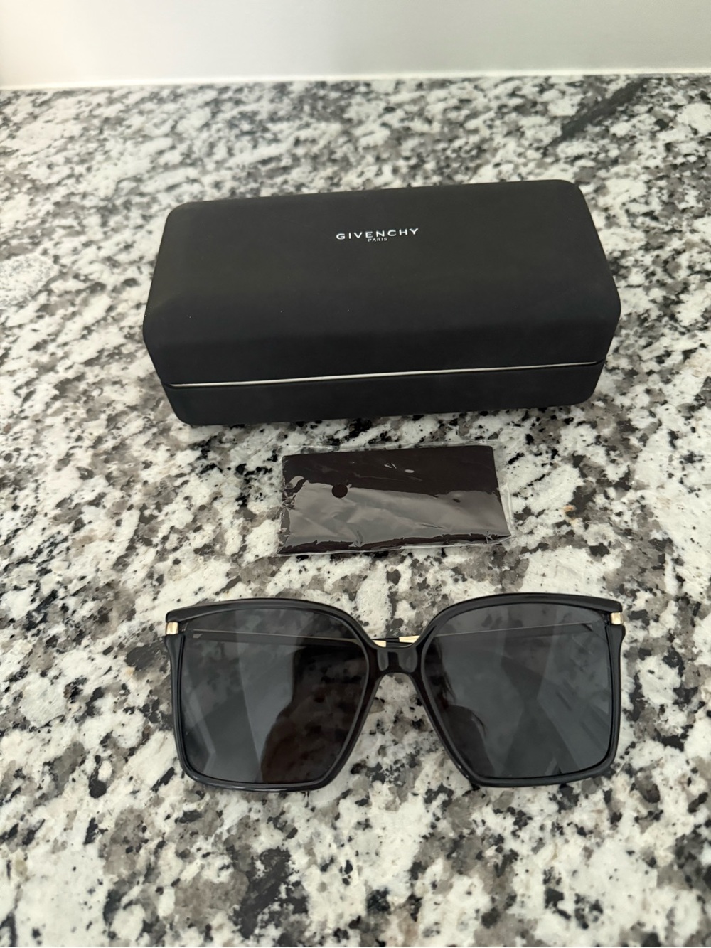 Givenchy Black Square Sunglasses with Gold Accents